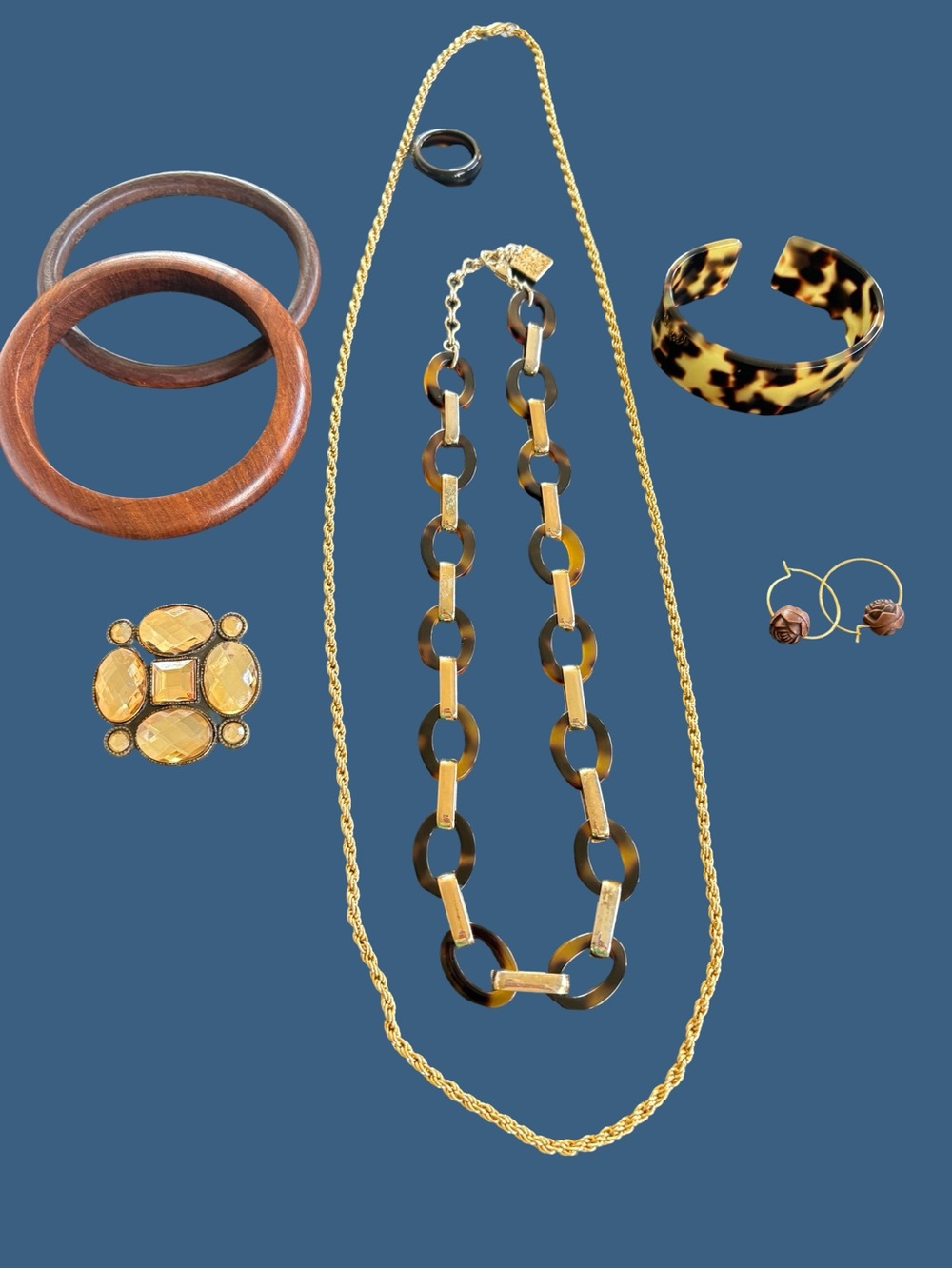 Anne Klein Tortoiseshell & Gold Mixed-Material Necklace Set